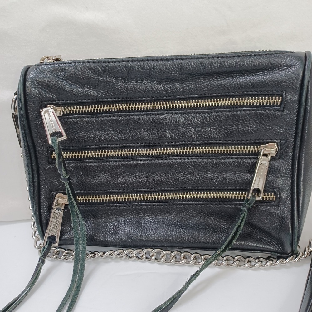 Rebecca Minkoff Crossbody Bag Black Leather Boho Biker - Picture 5 of 15